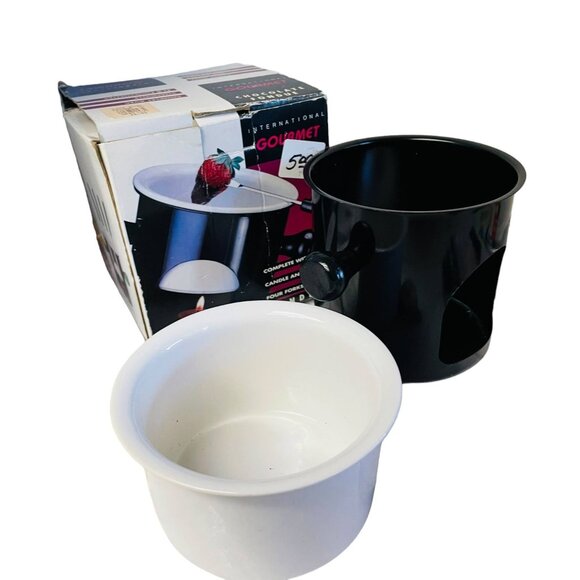 Gourmet Chocolate Fondue Set With Candle Four Forks - Picture 2 of 14